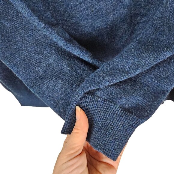 Kinross Cashmere Mens Teal Quarter-Zip Sweater XL Quiet Luxury Academia Preppy - Picture 4 of 8